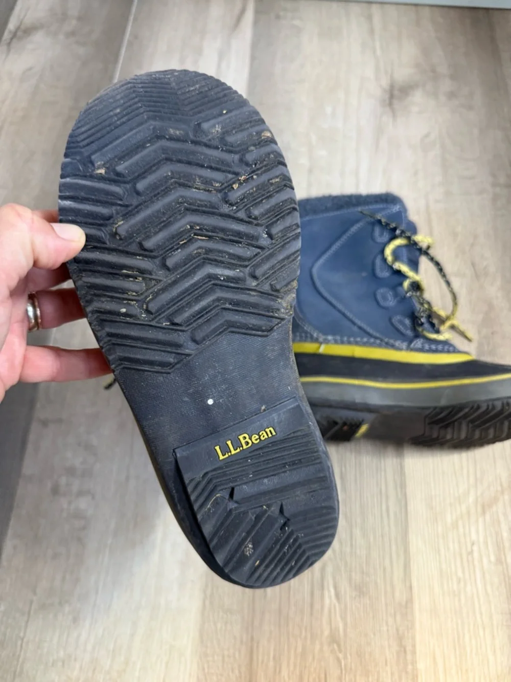 L.L. Bean Navy and Yellow Kids' Insulated Rain & Snow Boots